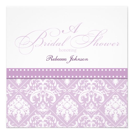 Elegant Thistle Purple damask Bridal Shower Personalized Invitations