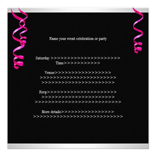 Elegant Tiara Black Pink Balloons Special Event Custom Invitations