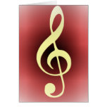 Elegant Treble Clef on Red Card cards