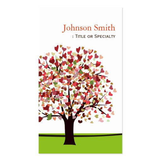 Elegant Tree of Hearts - Simple and Nature Business Card Templates (front side)