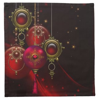 Elegant Tree Ornament Red Gold Christmas Napkins