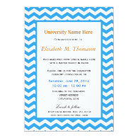 Elegant, trendy, bright blue chevron graduation custom invitations