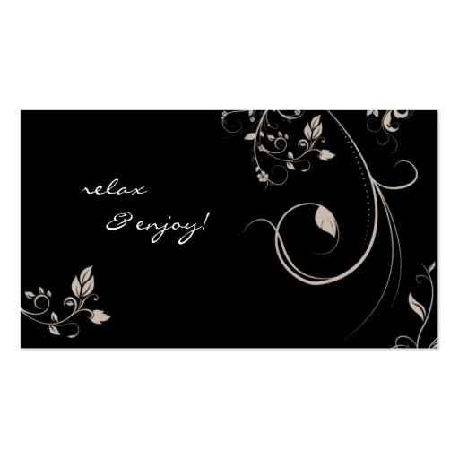 Elegant Trendy Business Card Beige Swirls (back side)