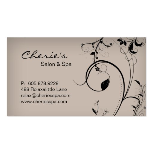 Elegant Trendy Business Card Beige Swirls (front side)
