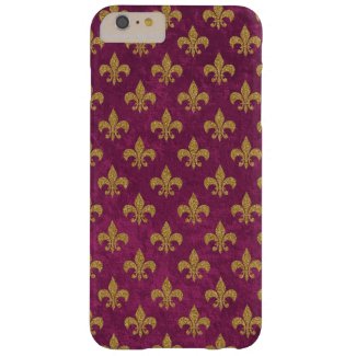 Elegant trendy faux velvet and gold Fleur-de-Lis Barely There iPhone 6 Plus Case