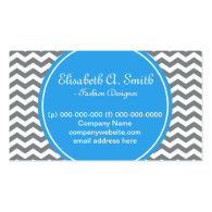 Elegant, trendy, girly  grey, white chevron blue business card template