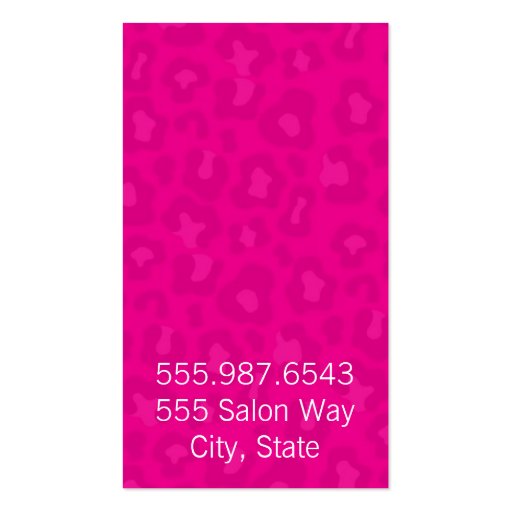 Elegant & Trendy Pink Cheetah Leopard Print Card Business Card (back side)