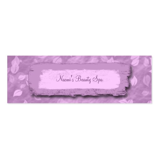 elegant trendy purple leaves spa business card (front side)