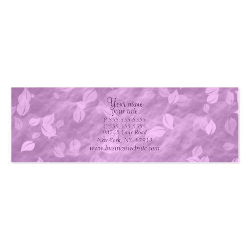 elegant trendy purple leaves spa business card (back side)