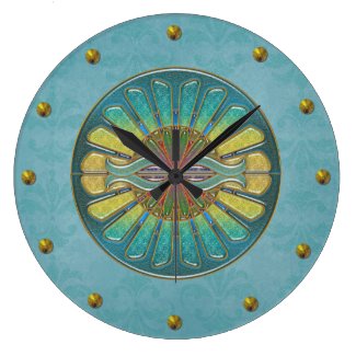 Elegant Turquoise Art Deco Wall Clock