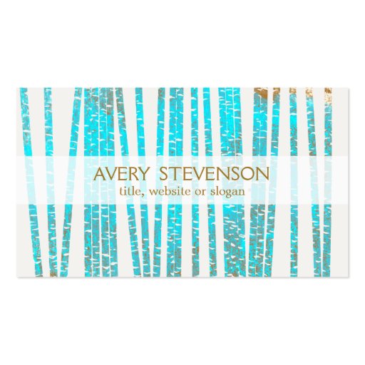 Elegant Turquoise Blue Bamboo Nature Health Spa Business Cards (front side)