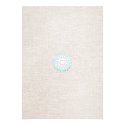 Elegant Turquoise Blue Beige Linen Look Custom Invitations