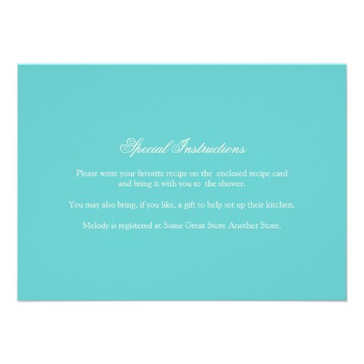 Elegant Turquoise Blue Green Floral Bridal Shower Personalized Announcements