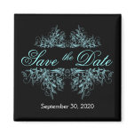Elegant Turquoise Flower Swirls Save The Date Magnet