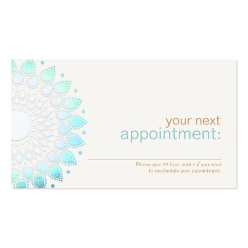Elegant Turquoise Lotus Floral Appointment Card Business Card (front side)