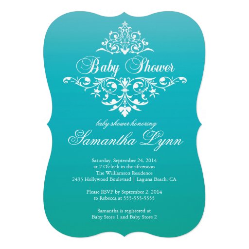 Elegant Turquoise Ombre Baby Shower Invitation