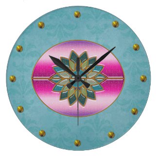 Elegant Turquoise &amp; Pink Art Deco Wall Clock
