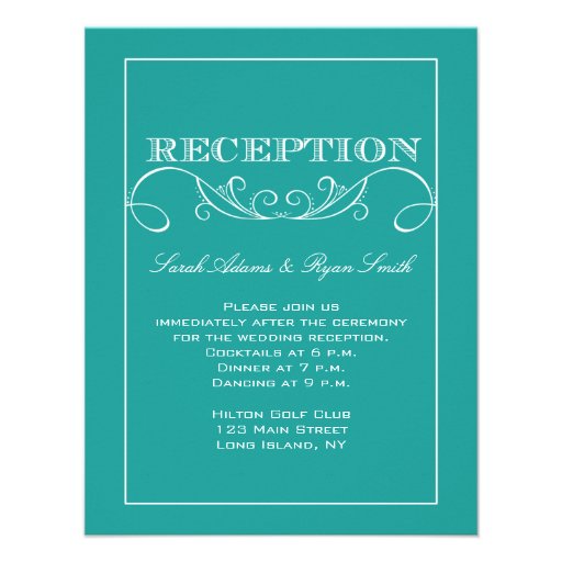 Elegant Turquoise Reception Invitation