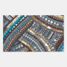 Elegant turquoise sequined rectangular stickers