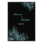 Elegant Turquoise Swirls Wedding RSVP Announcement