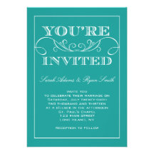 Elegant Turquoise Wedding Invitation