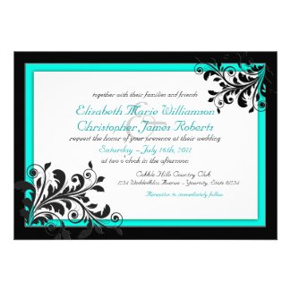 Elegant Turquoise Wedding Invitation