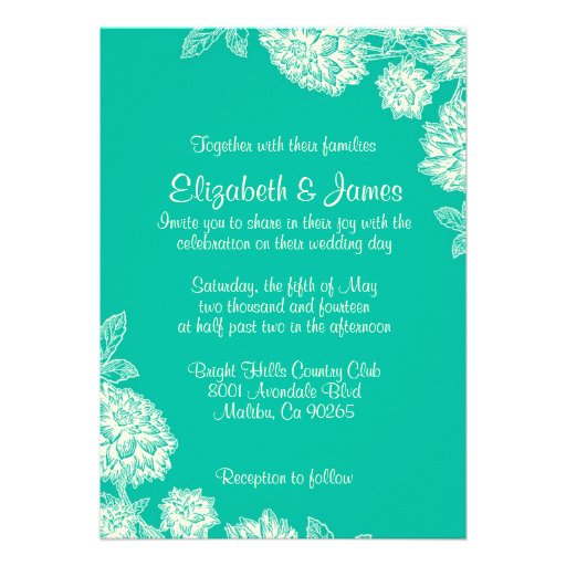 Elegant Turquoise Wedding Invitations