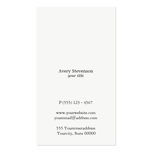 Elegant Turquoise & White Striped Vertical Chic Business Card (back side)