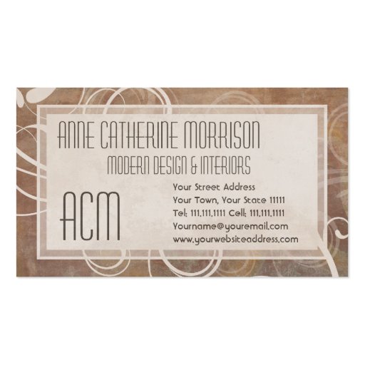 Elegant Tuscan Modern Italian Sepia Business Card