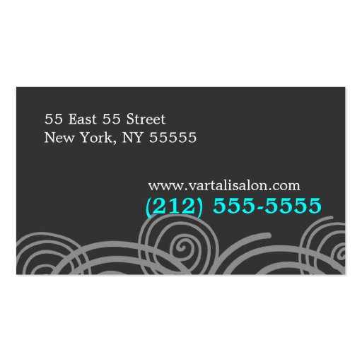 Elegant Twirl Teal Business Card (back side)