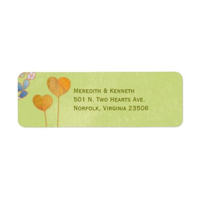 Elegant Two Hearts Lime Green Wedding Label