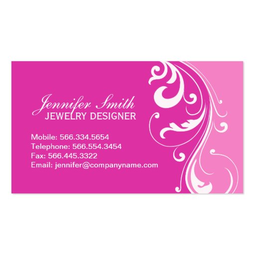 Elegant Two Tone Pink Business Card (back side)