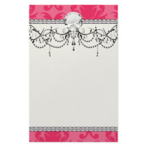 elegant two tone pink damask pattern custom stationery