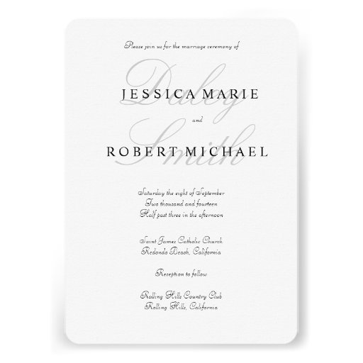 Elegant Type Black & White Wedding Invitation