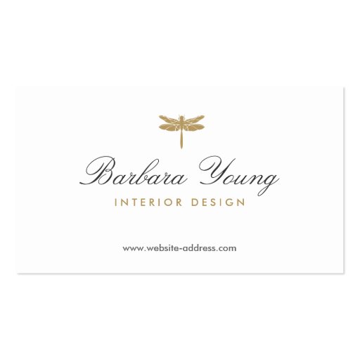 ELEGANT TYPE DRAGONFLY LOGO on WHITE Business Card (front side)