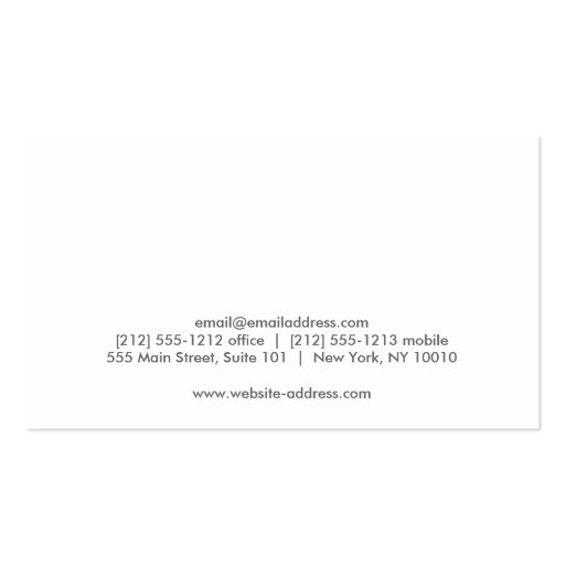 ELEGANT TYPE TOPIARY LOGO on WHITE Business Card (back side)