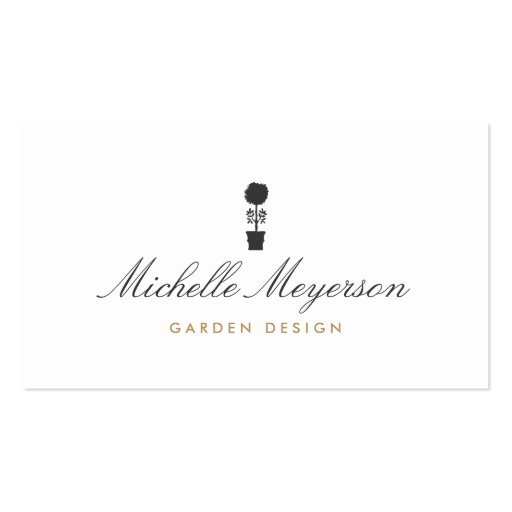 ELEGANT TYPE TOPIARY LOGO on WHITE Business Card (front side)