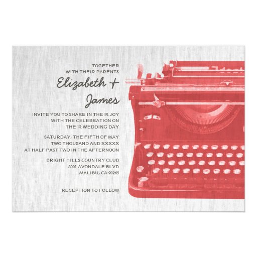 Elegant Typewriter Keys Wedding Invitations