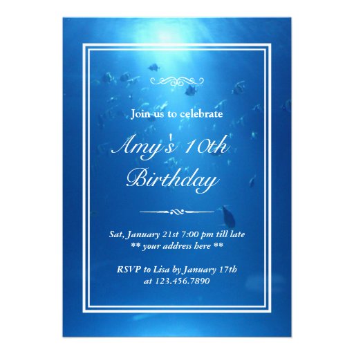 Elegant Underwater Sea Theme Birthday Party Invite