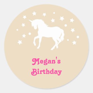 Elegant Unicorn Birthday Favor Sticker