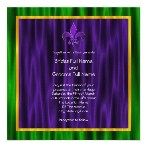 Elegant Venetian Mask Mardi Gras Wedding Custom Announcements