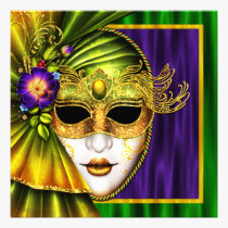 Elegant Venetian Mask Mardi Gras Wedding invitations