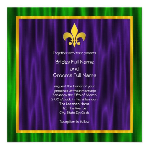 Elegant Venetian Mask Mardi Gras Wedding Personalized Announcements