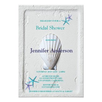 Elegant Venus Clam Beach Seashore Bridal Shower 3.5x5 Paper Invitation Card
