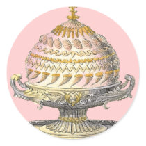 Elegant Victorian Cake Baker's Cornucopia Gateau Round Stickers