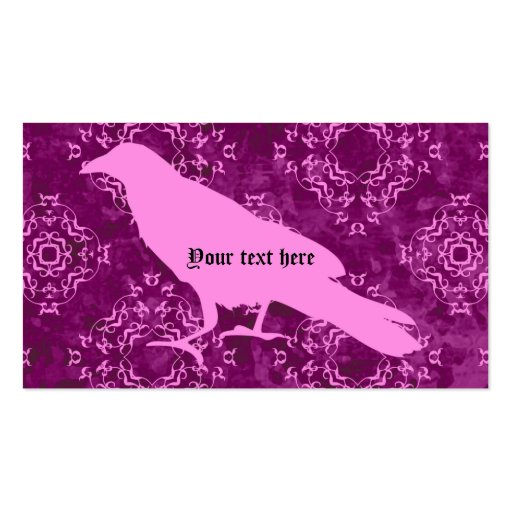 Elegant victorian pink raven business card templates (back side)
