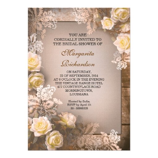 elegant victorian roses bridal shower invitations