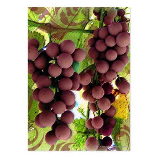 Elegant Vineyard Purple/Green Grapes Wedding Business Card Templates (back side)