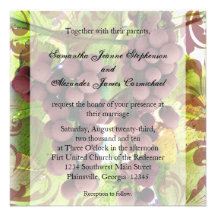 Elegant Vineyard Purple/Green Grapes Wedding Invitations