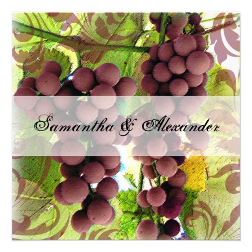 Elegant Vineyard Purple/Green Grapes Wedding Invitations